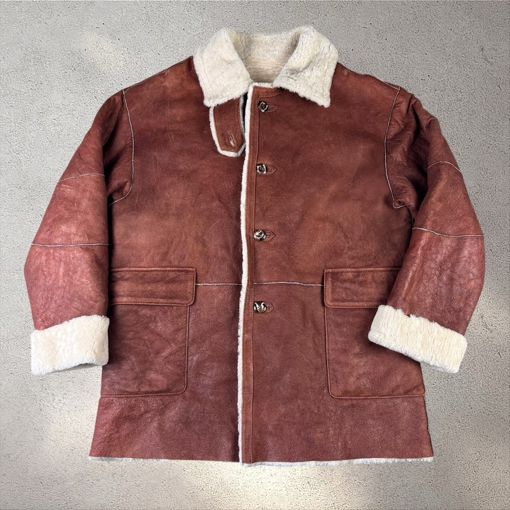 Wilson's Leather Pelle Studio 100% Shearling Coat Jacket Brown Men's 2XL